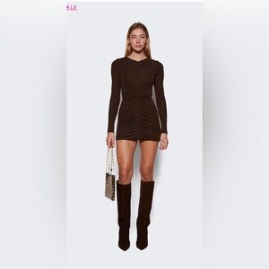 , Zeynep Arçay's long-sleeve jersey minidress ruched detailing size 0 runs small